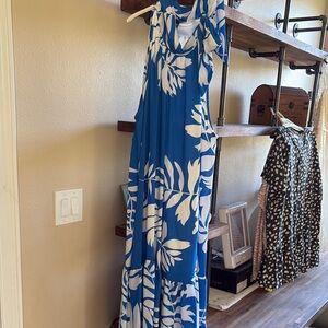 Blue and White Floral Maxi Dress